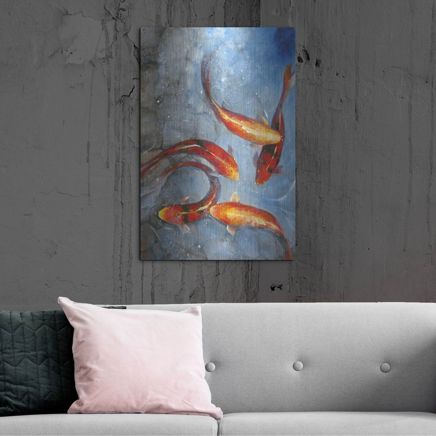 Luxe Metal Art 'Graceful Koi I' by Tim O'Toole, Metal Wall Art,24x36