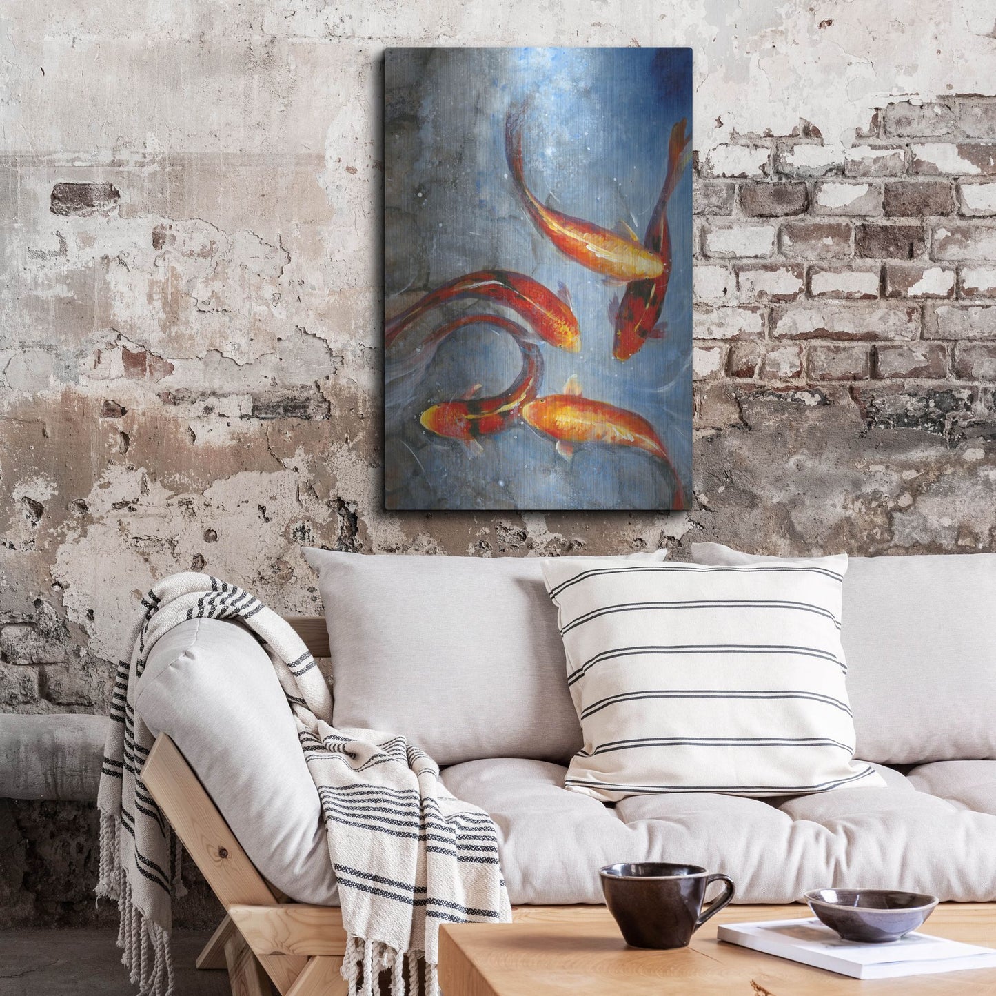 Luxe Metal Art 'Graceful Koi I' by Tim O'Toole, Metal Wall Art,24x36