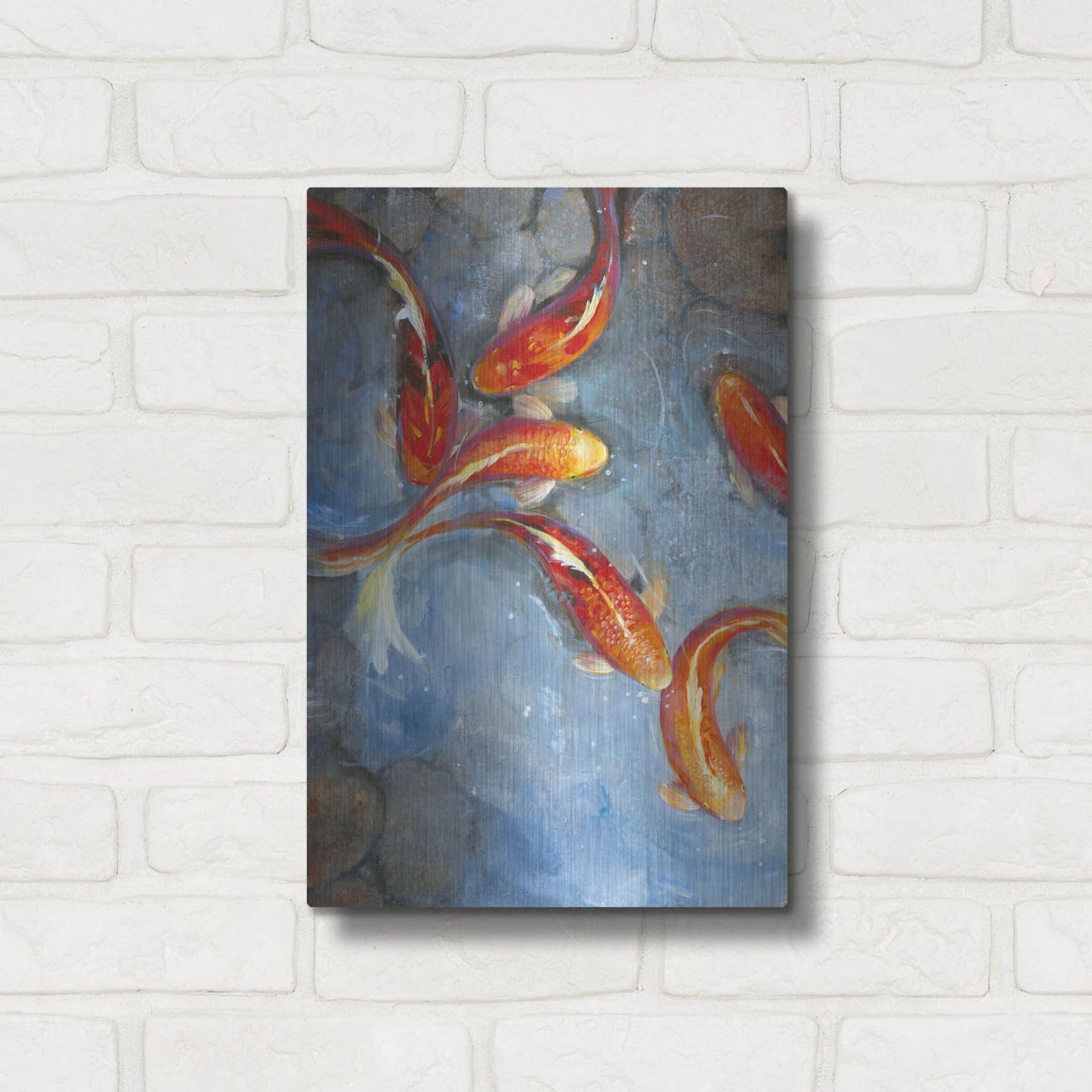 Luxe Metal Art 'Graceful Koi II' by Tim O'Toole, Metal Wall Art,12x16