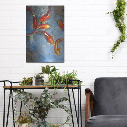 Luxe Metal Art 'Graceful Koi II' by Tim O'Toole, Metal Wall Art,12x16