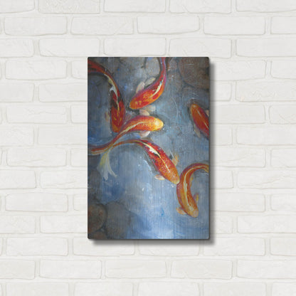 Luxe Metal Art 'Graceful Koi II' by Tim O'Toole, Metal Wall Art,16x24
