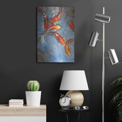 Luxe Metal Art 'Graceful Koi II' by Tim O'Toole, Metal Wall Art,16x24