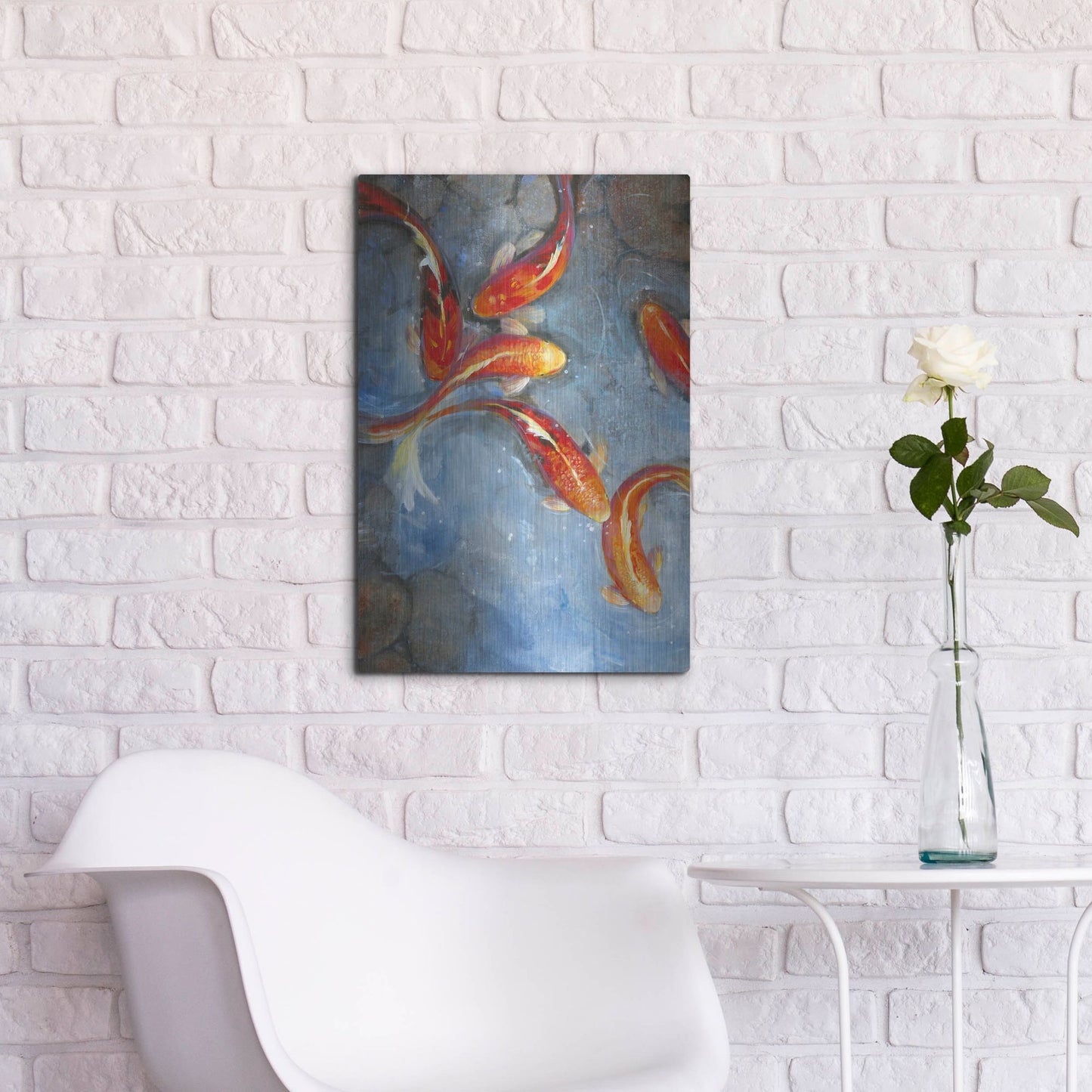 Luxe Metal Art 'Graceful Koi II' by Tim O'Toole, Metal Wall Art,16x24