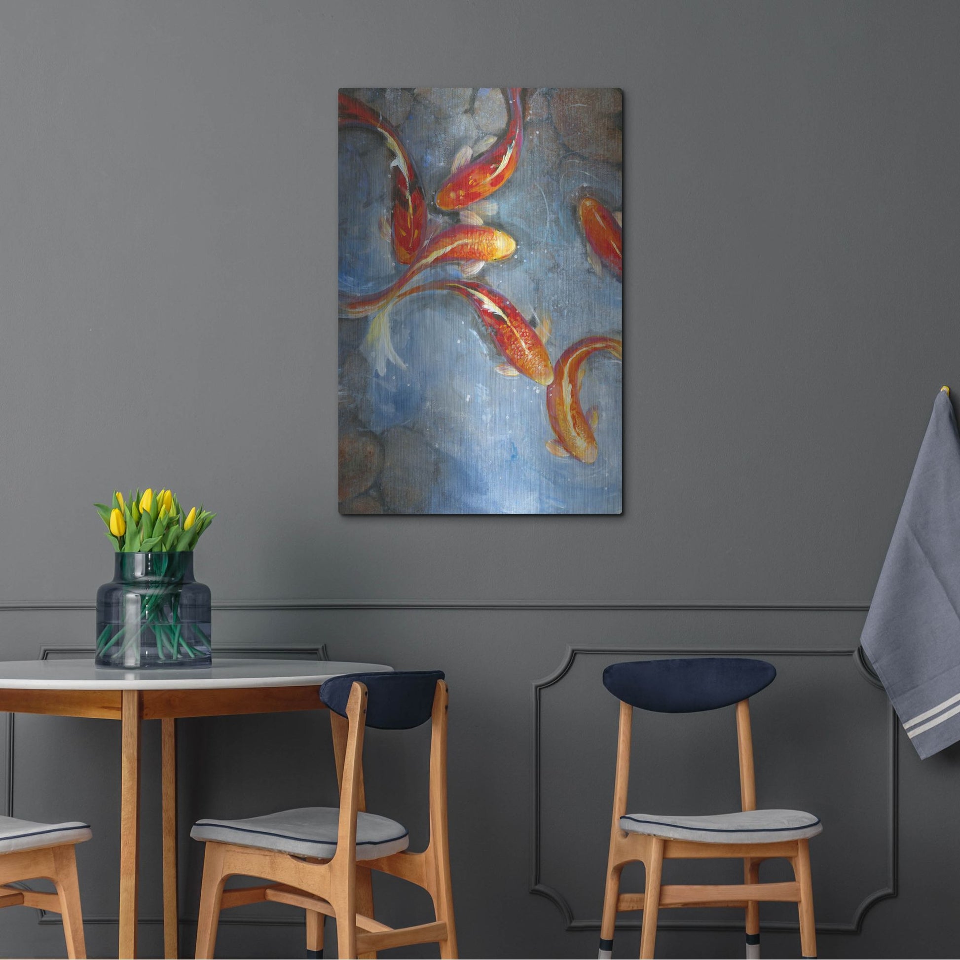 Luxe Metal Art 'Graceful Koi II' by Tim O'Toole, Metal Wall Art,24x36