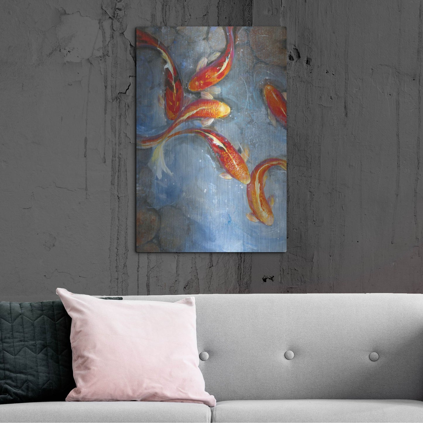Luxe Metal Art 'Graceful Koi II' by Tim O'Toole, Metal Wall Art,24x36