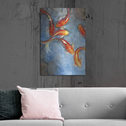 Luxe Metal Art 'Graceful Koi II' by Tim O'Toole, Metal Wall Art,24x36