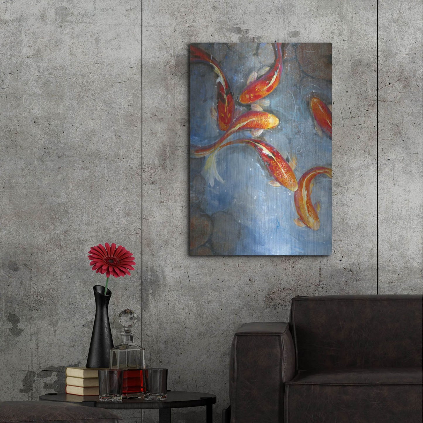 Luxe Metal Art 'Graceful Koi II' by Tim O'Toole, Metal Wall Art,24x36