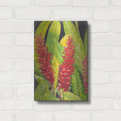 Luxe Metal Art 'Red Tropical Flowers I' by Tim O'Toole, Metal Wall Art,12x16