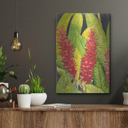 Luxe Metal Art 'Red Tropical Flowers I' by Tim O'Toole, Metal Wall Art,12x16
