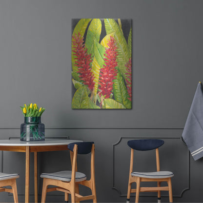 Luxe Metal Art 'Red Tropical Flowers I' by Tim O'Toole, Metal Wall Art,24x36