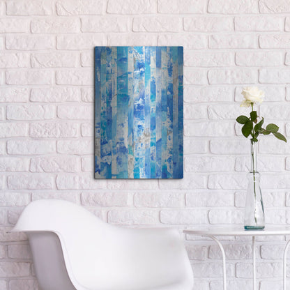 Luxe Metal Art 'Shifting Blues I' by Tim O'Toole, Metal Wall Art,16x24