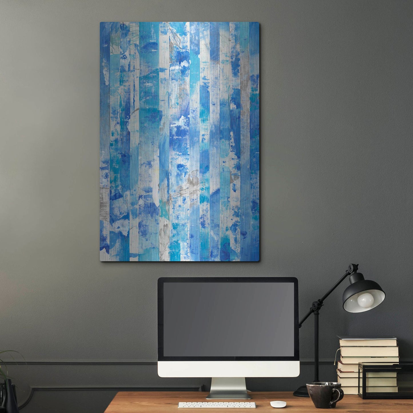 Luxe Metal Art 'Shifting Blues I' by Tim O'Toole, Metal Wall Art,24x36