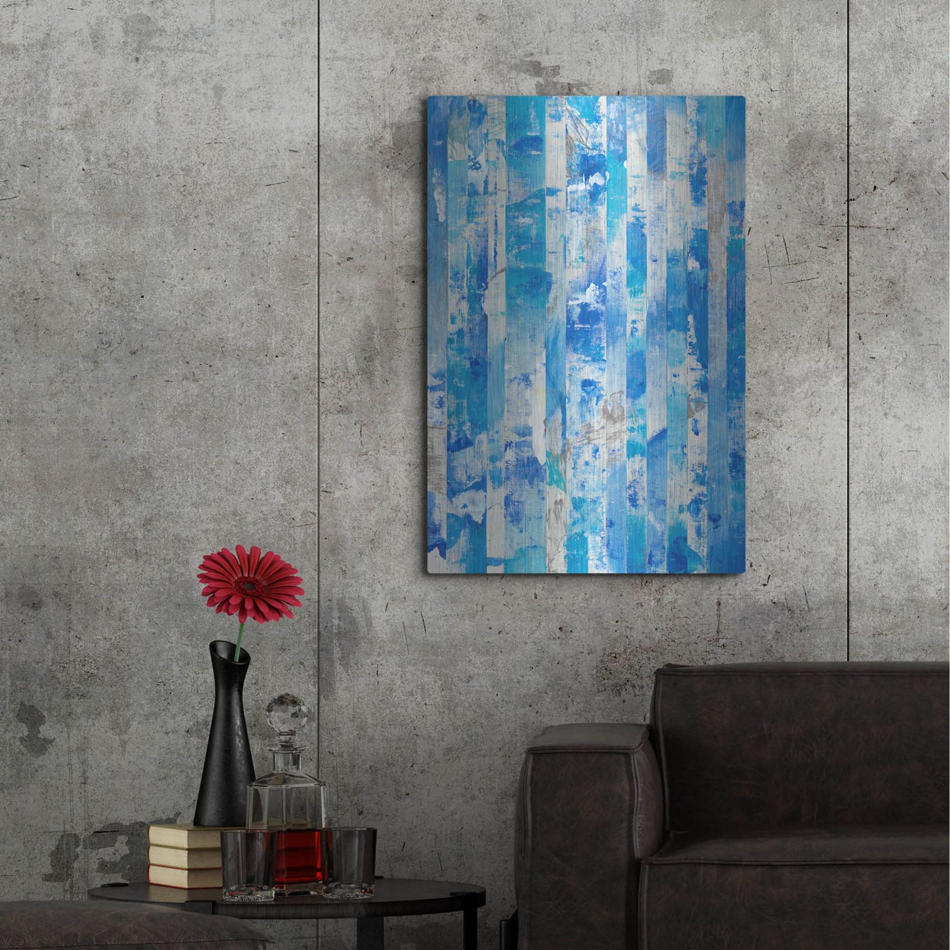 Luxe Metal Art 'Shifting Blues I' by Tim O'Toole, Metal Wall Art,24x36