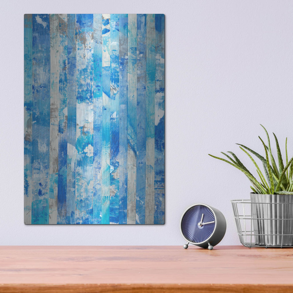 Luxe Metal Art 'Shifting Blues II' by Tim O'Toole, Metal Wall Art,12x16
