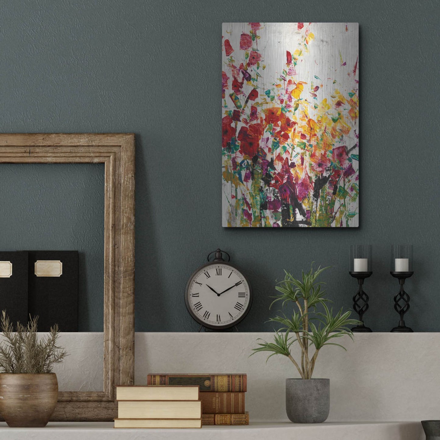 Luxe Metal Art 'Wildflowers Blooming I' by Tim O'Toole, Metal Wall Art,12x16