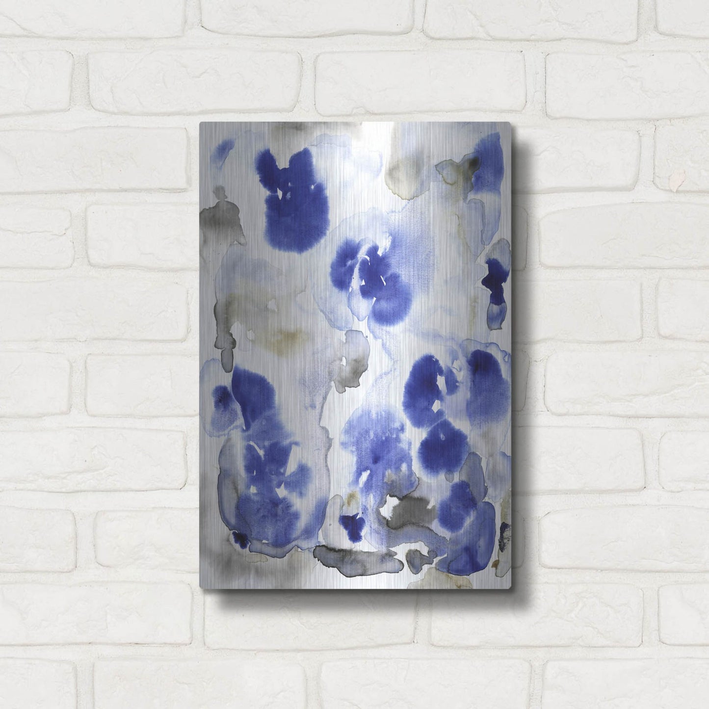 Luxe Metal Art 'Blue Pansies I' by Tim O'Toole, Metal Wall Art,12x16