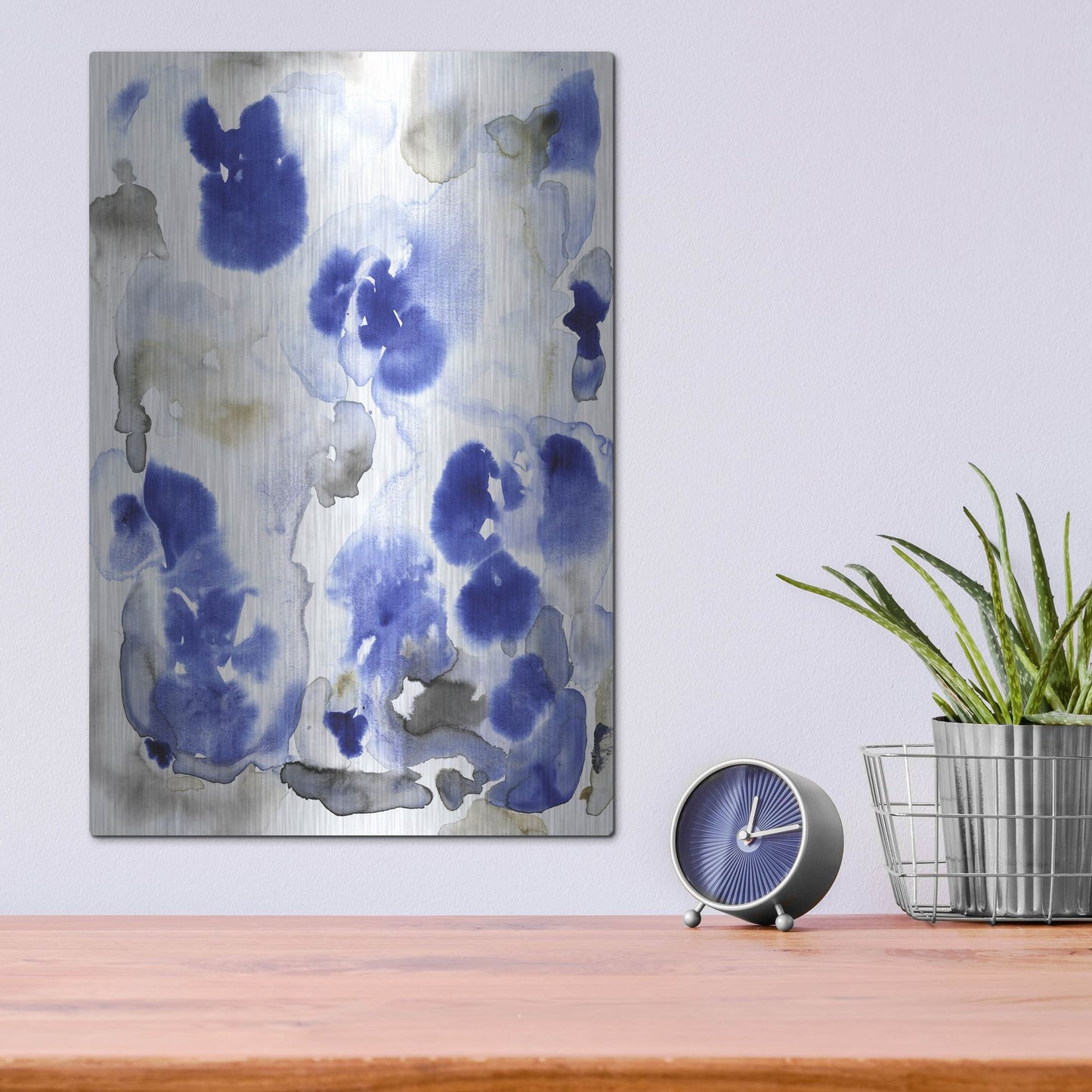 Luxe Metal Art 'Blue Pansies I' by Tim O'Toole, Metal Wall Art,12x16