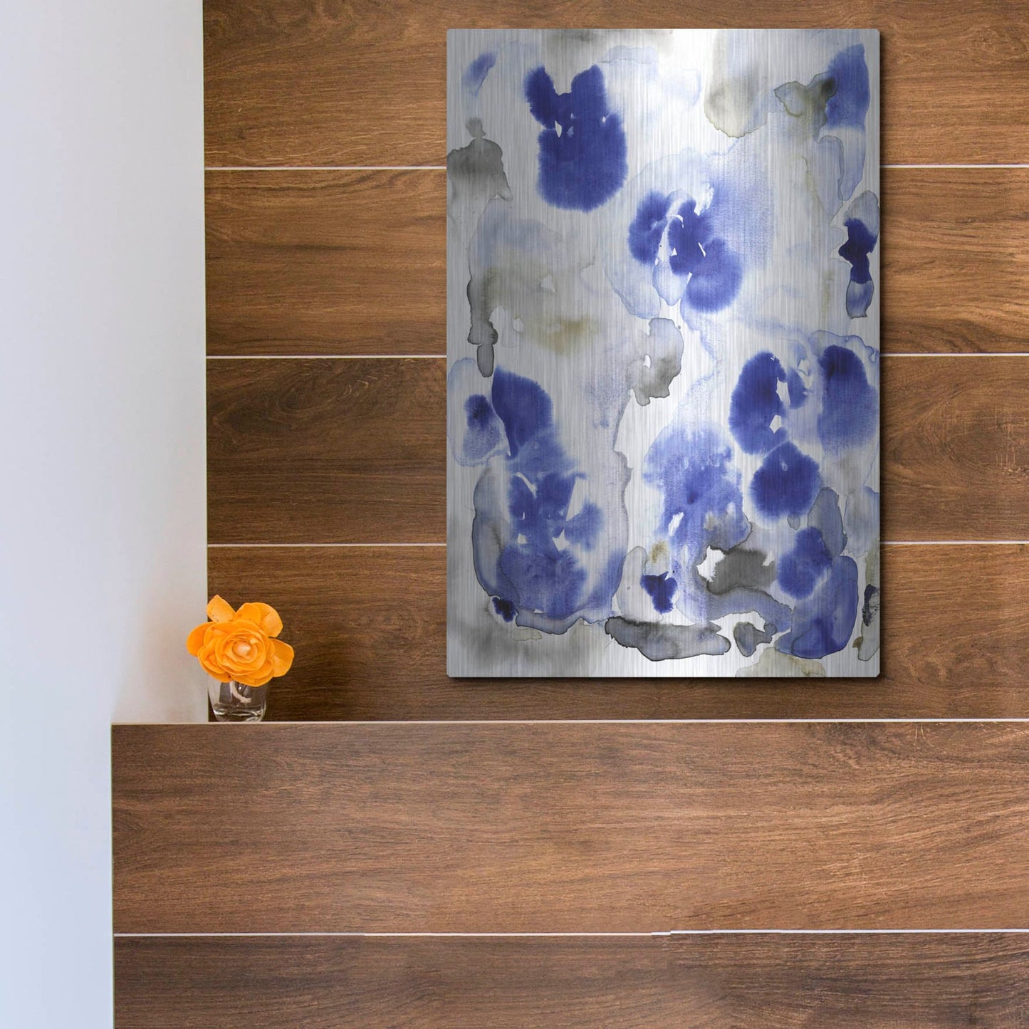 Luxe Metal Art 'Blue Pansies I' by Tim O'Toole, Metal Wall Art,12x16