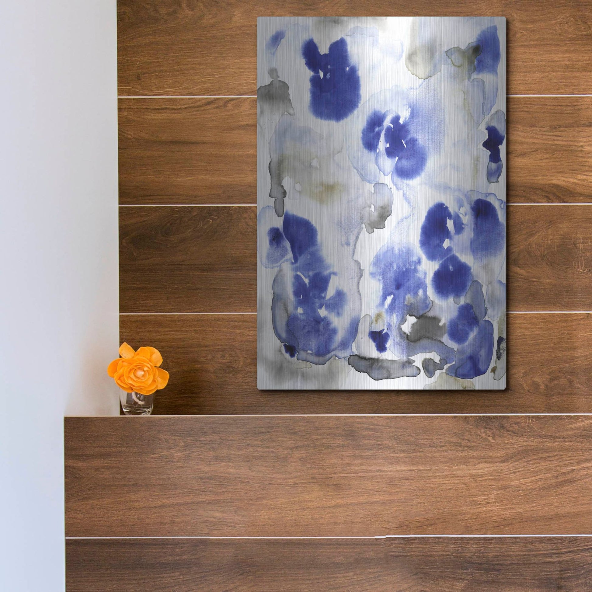 Luxe Metal Art 'Blue Pansies I' by Tim O'Toole, Metal Wall Art,12x16