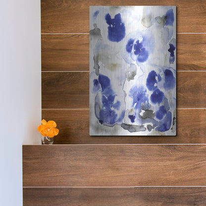 Luxe Metal Art 'Blue Pansies I' by Tim O'Toole, Metal Wall Art,12x16