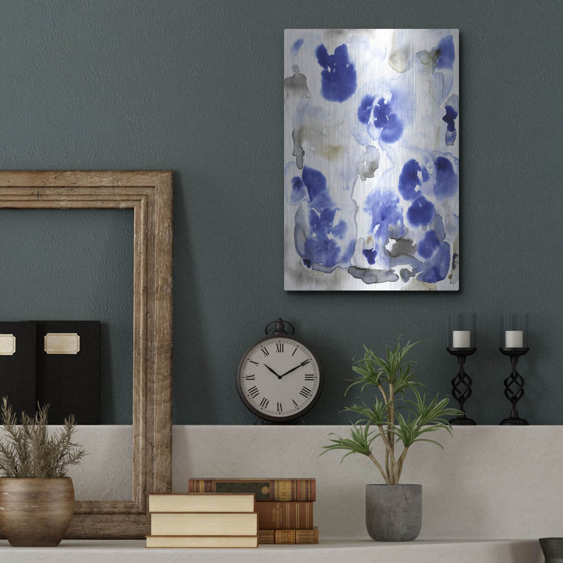 Luxe Metal Art 'Blue Pansies I' by Tim O'Toole, Metal Wall Art,12x16