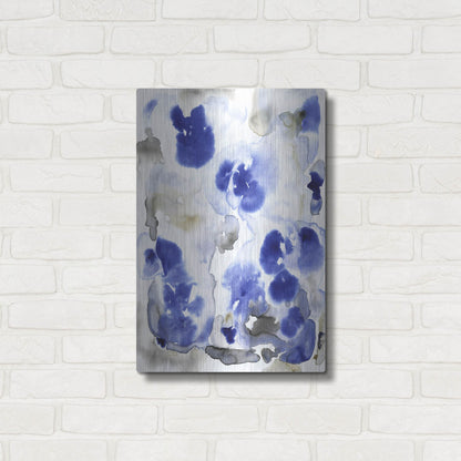Luxe Metal Art 'Blue Pansies I' by Tim O'Toole, Metal Wall Art,16x24