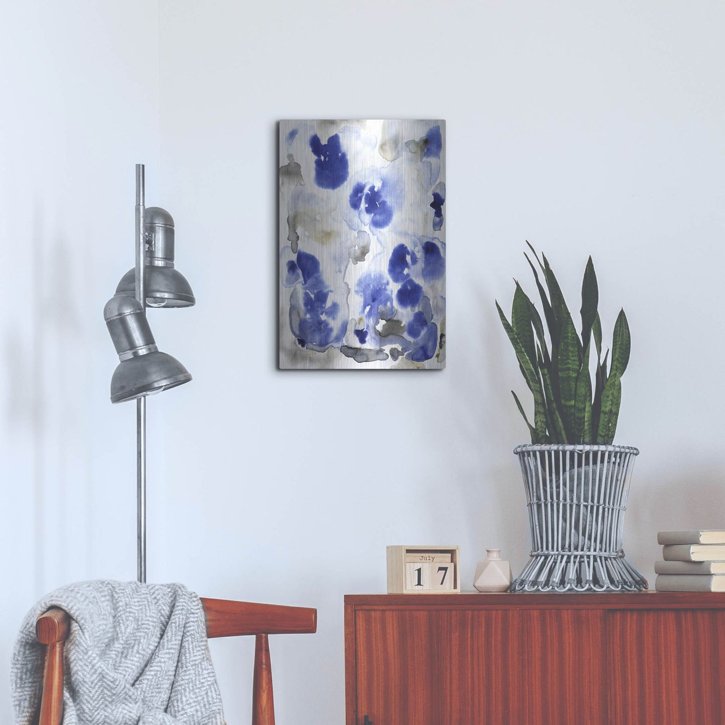 Luxe Metal Art 'Blue Pansies I' by Tim O'Toole, Metal Wall Art,16x24