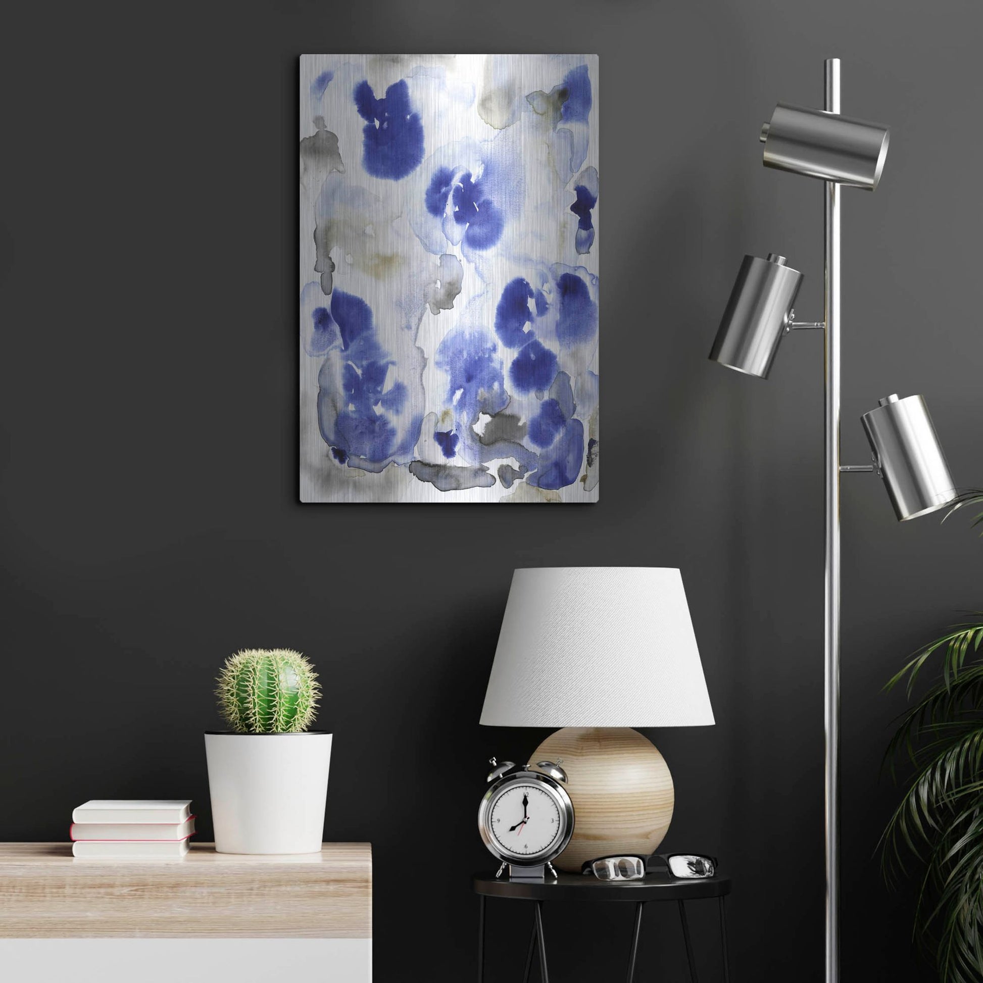 Luxe Metal Art 'Blue Pansies I' by Tim O'Toole, Metal Wall Art,16x24