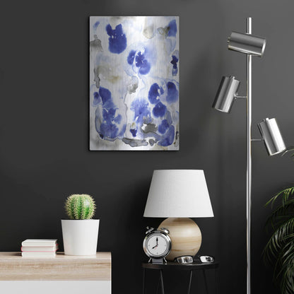 Luxe Metal Art 'Blue Pansies I' by Tim O'Toole, Metal Wall Art,16x24