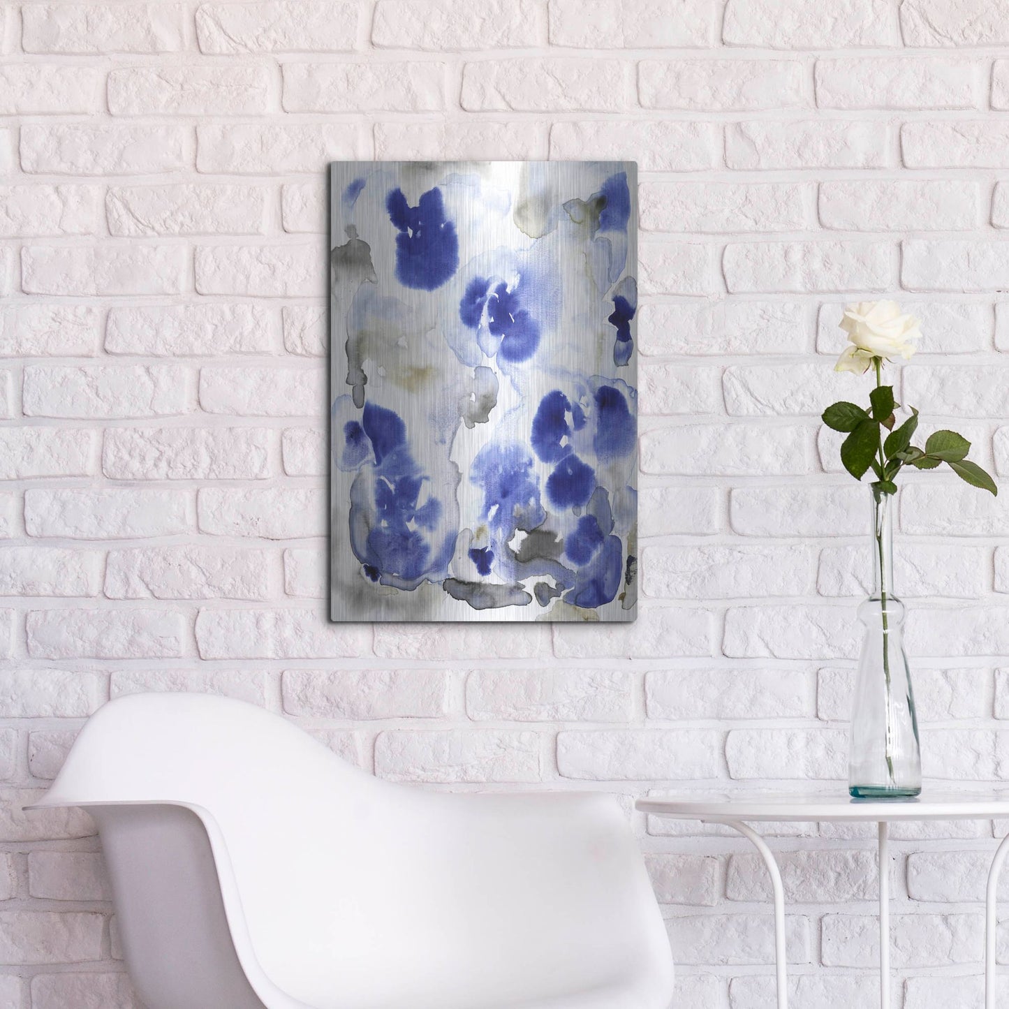 Luxe Metal Art 'Blue Pansies I' by Tim O'Toole, Metal Wall Art,16x24