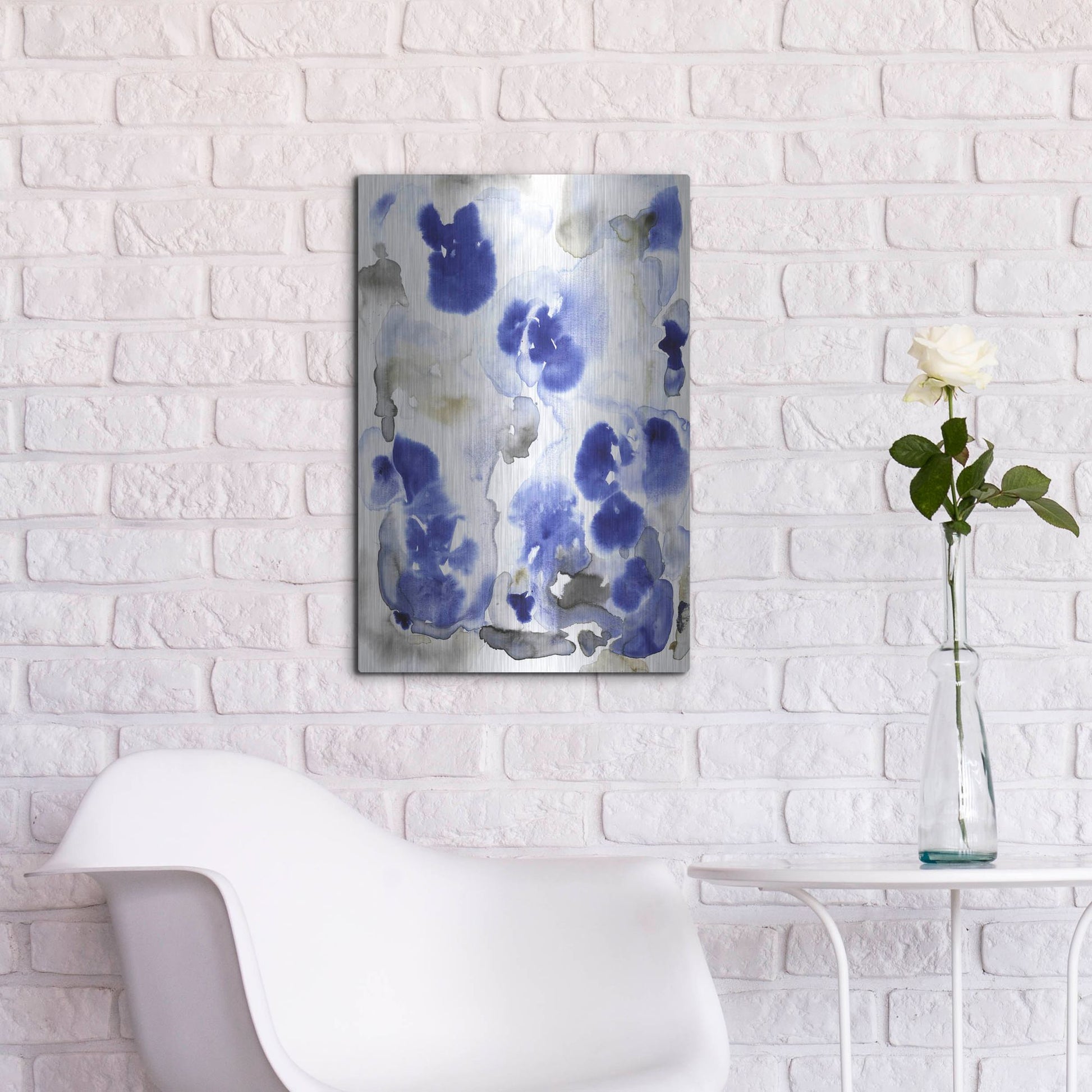 Luxe Metal Art 'Blue Pansies I' by Tim O'Toole, Metal Wall Art,16x24