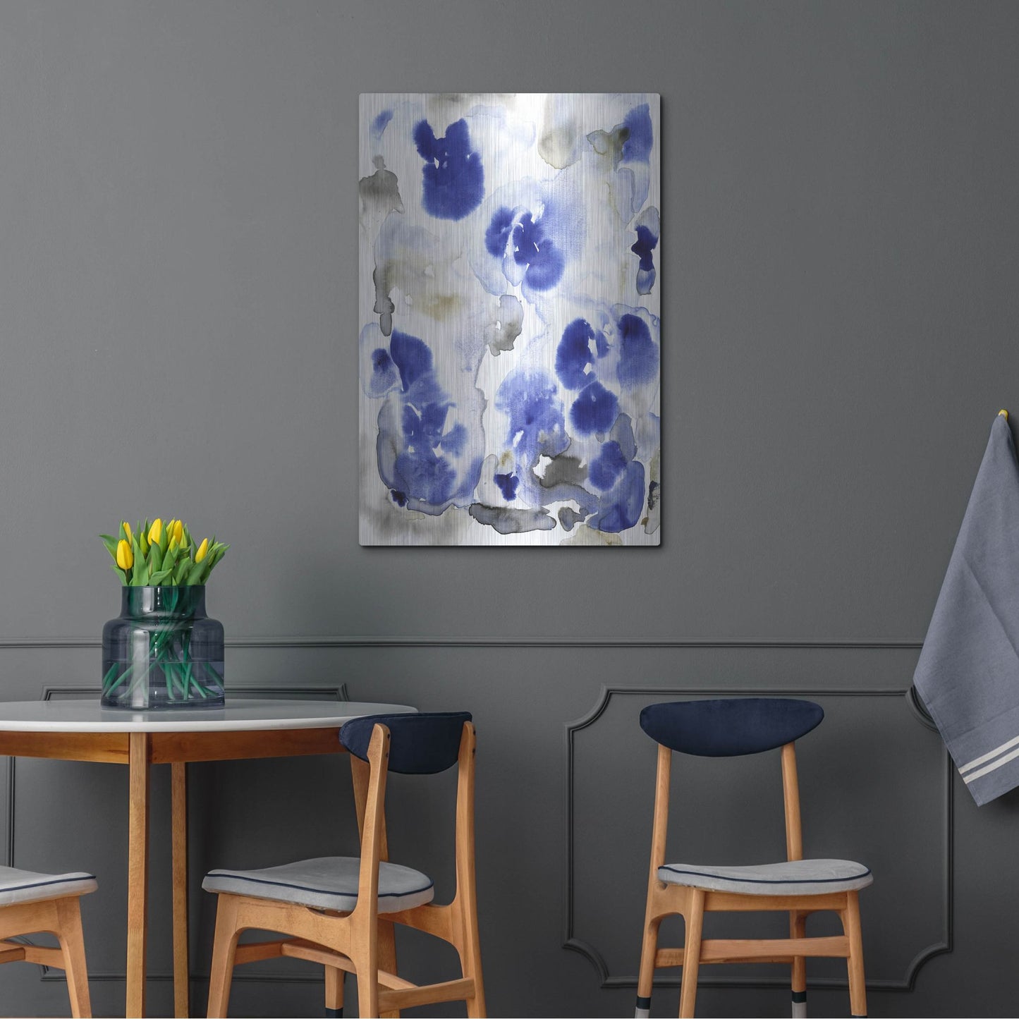 Luxe Metal Art 'Blue Pansies I' by Tim O'Toole, Metal Wall Art,24x36