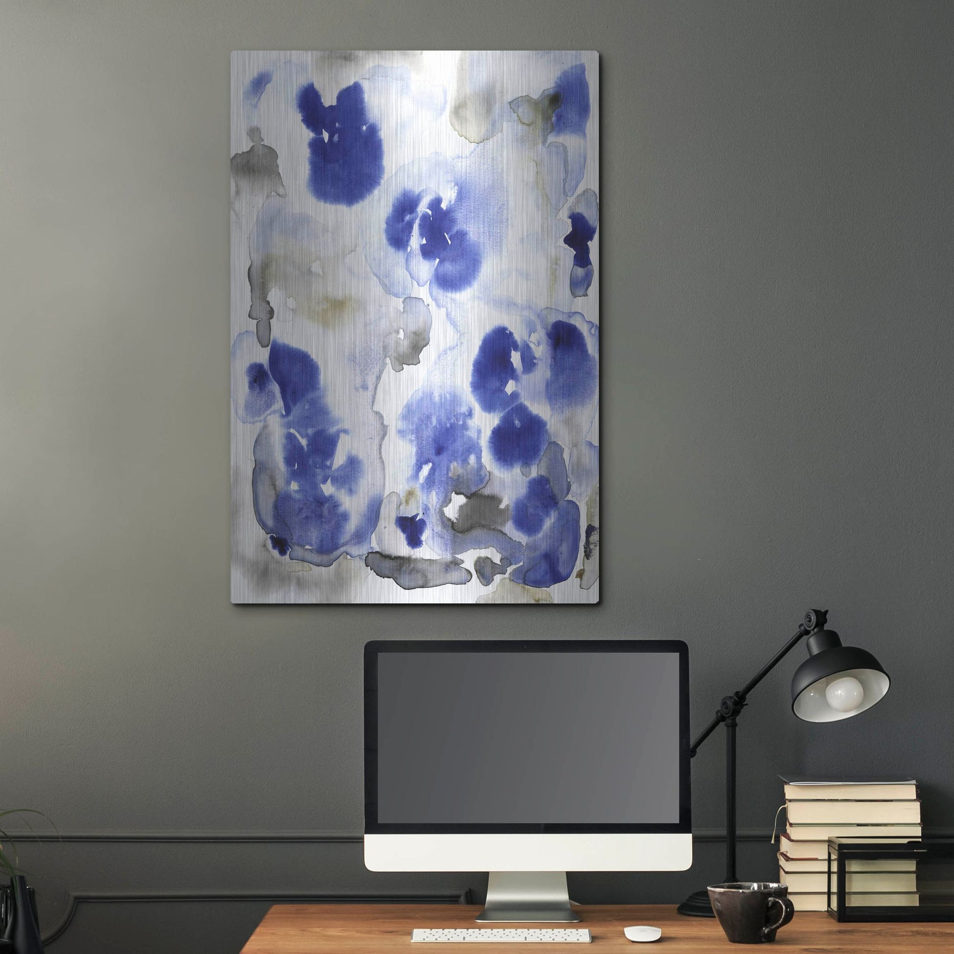 Luxe Metal Art 'Blue Pansies I' by Tim O'Toole, Metal Wall Art,24x36