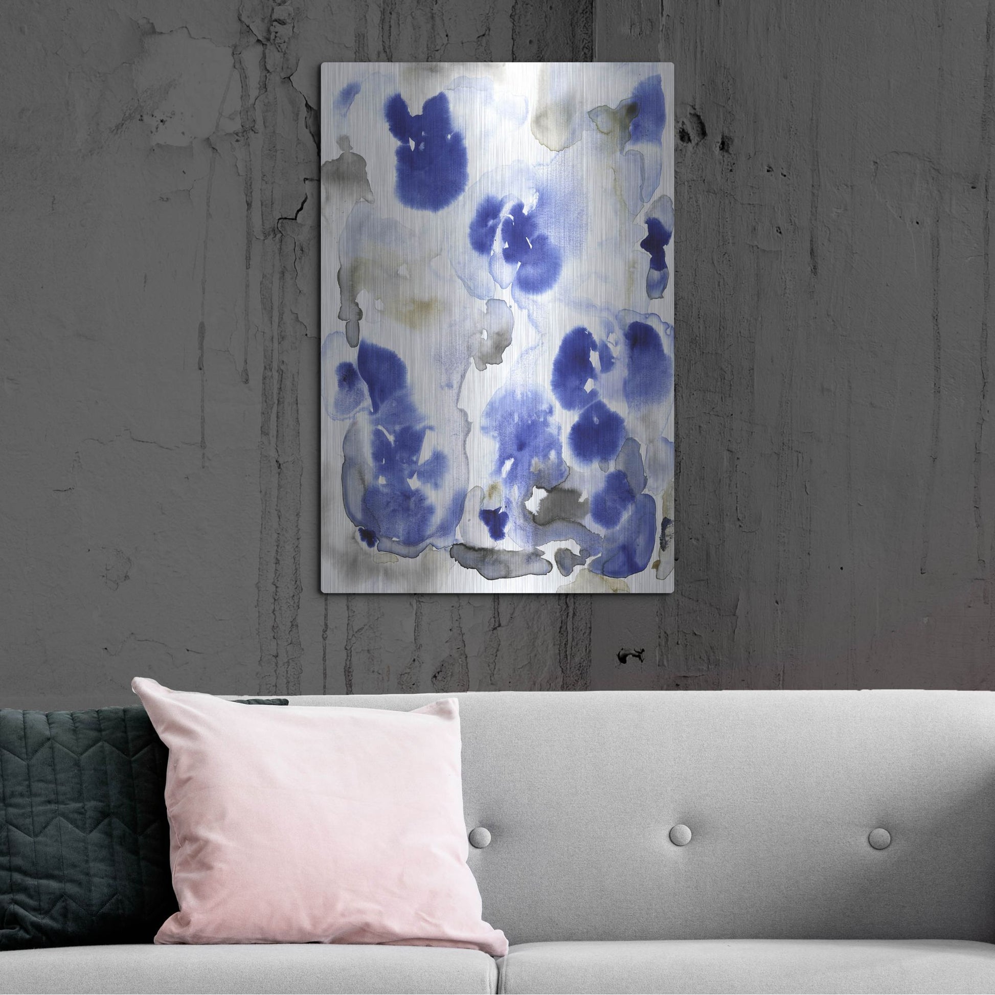 Luxe Metal Art 'Blue Pansies I' by Tim O'Toole, Metal Wall Art,24x36