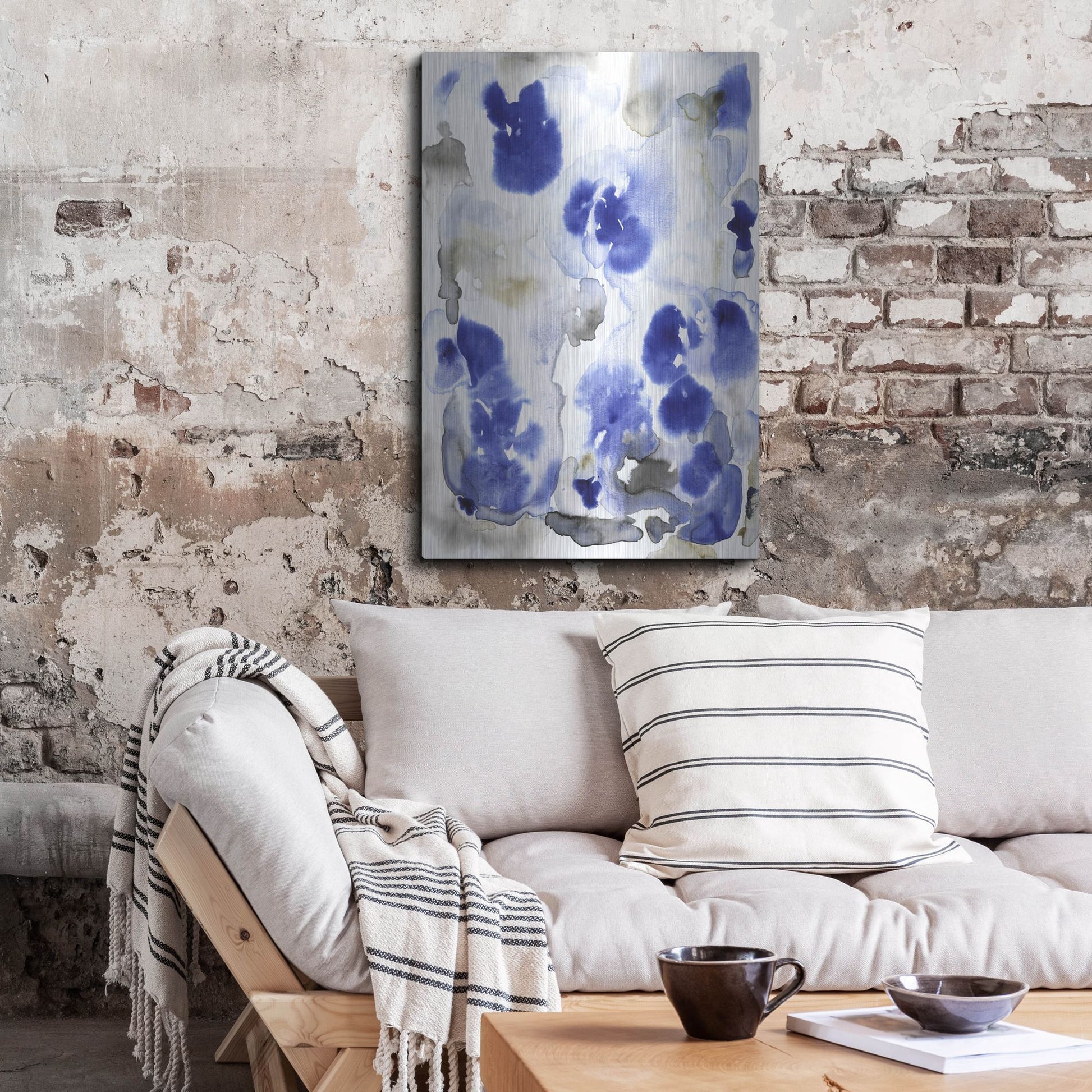 Luxe Metal Art 'Blue Pansies I' by Tim O'Toole, Metal Wall Art,24x36