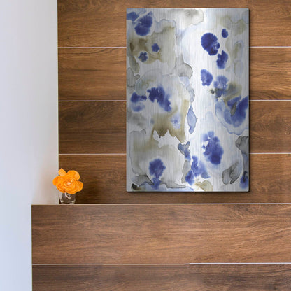 Luxe Metal Art 'Blue Pansies II' by Tim O'Toole, Metal Wall Art,12x16