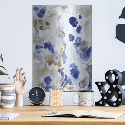 Luxe Metal Art 'Blue Pansies II' by Tim O'Toole, Metal Wall Art,12x16