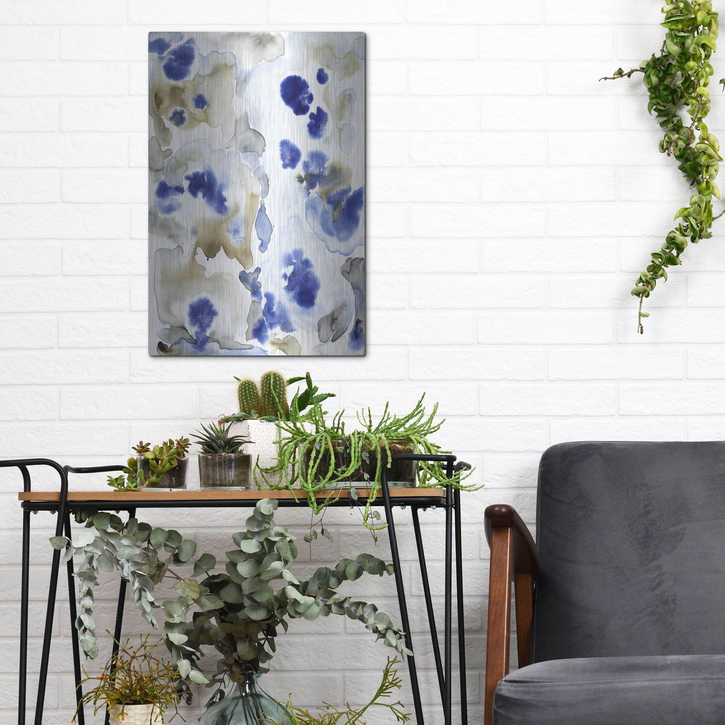 Luxe Metal Art 'Blue Pansies II' by Tim O'Toole, Metal Wall Art,12x16