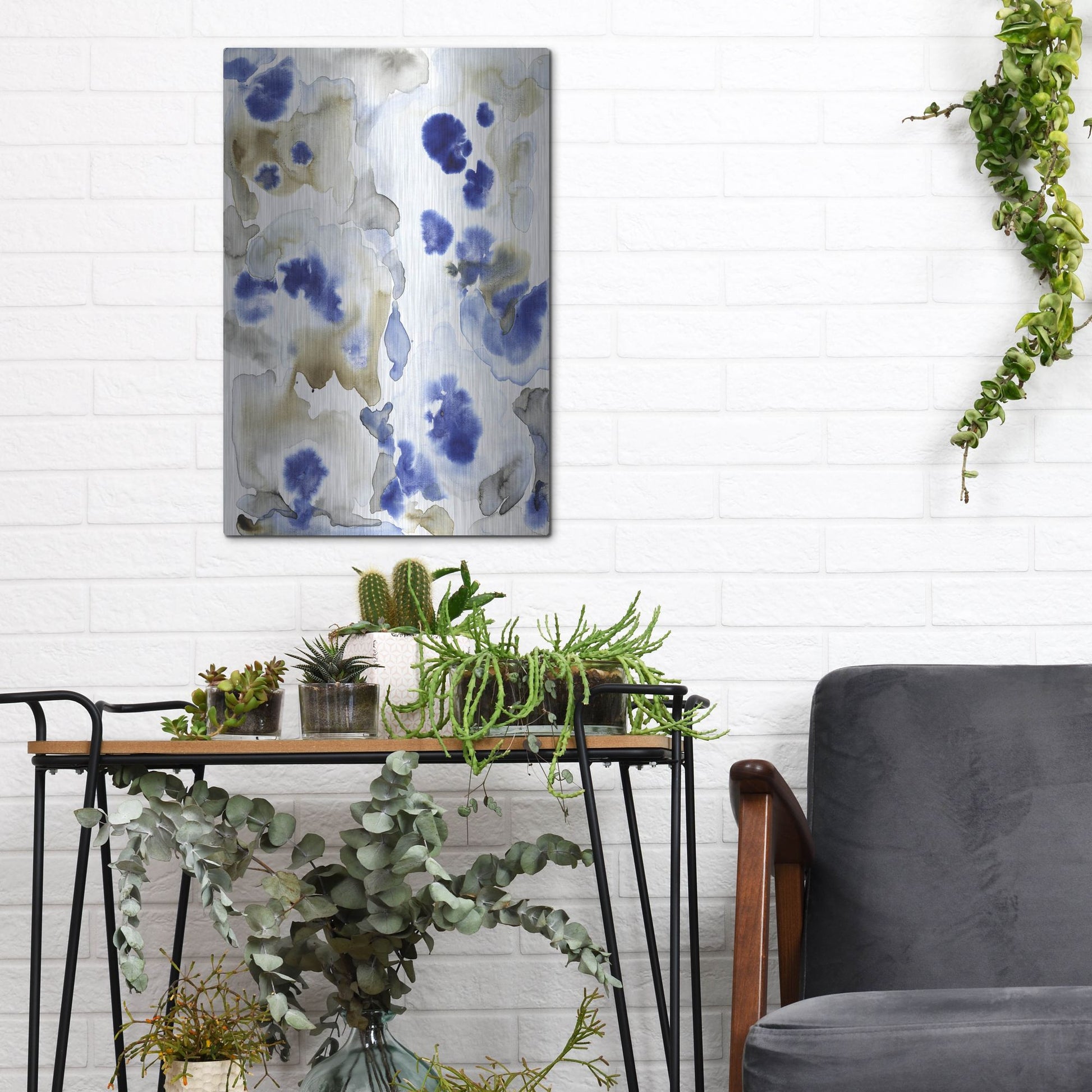 Luxe Metal Art 'Blue Pansies II' by Tim O'Toole, Metal Wall Art,12x16