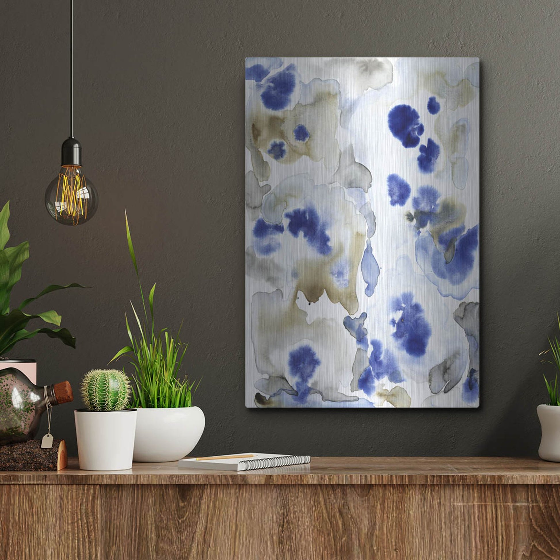 Luxe Metal Art 'Blue Pansies II' by Tim O'Toole, Metal Wall Art,12x16