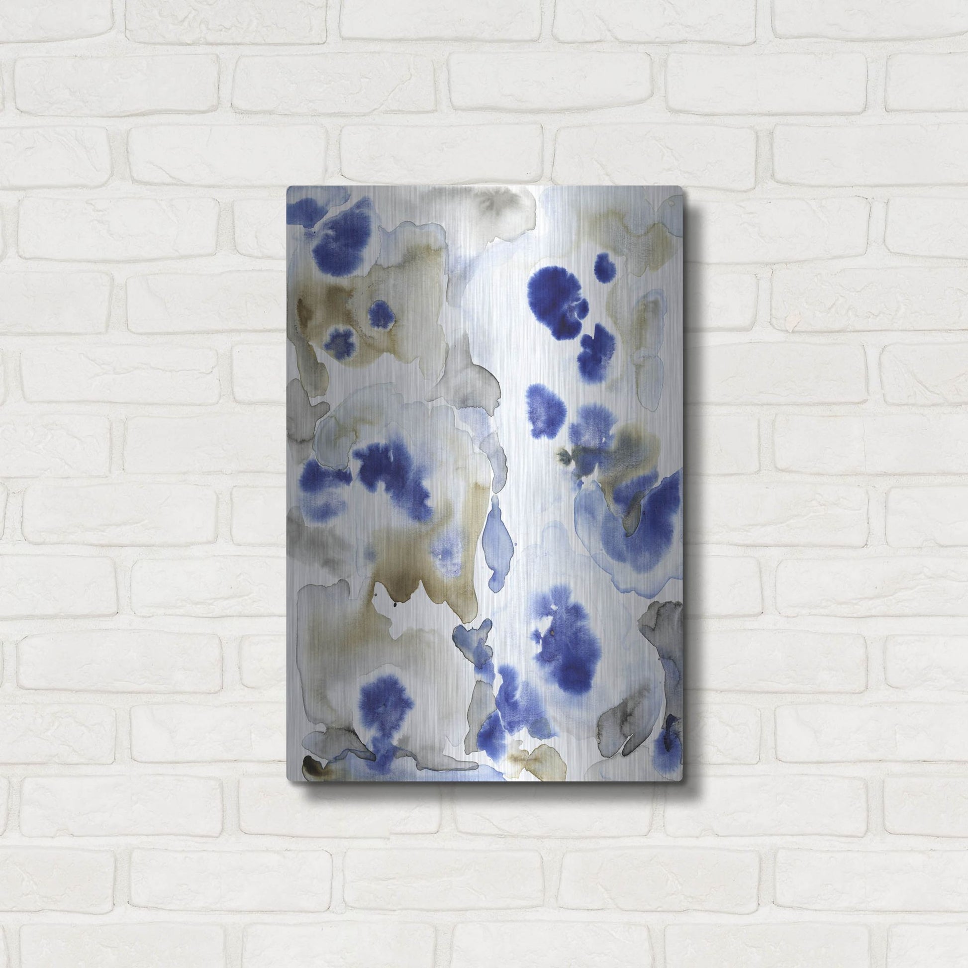 Luxe Metal Art 'Blue Pansies II' by Tim O'Toole, Metal Wall Art,16x24