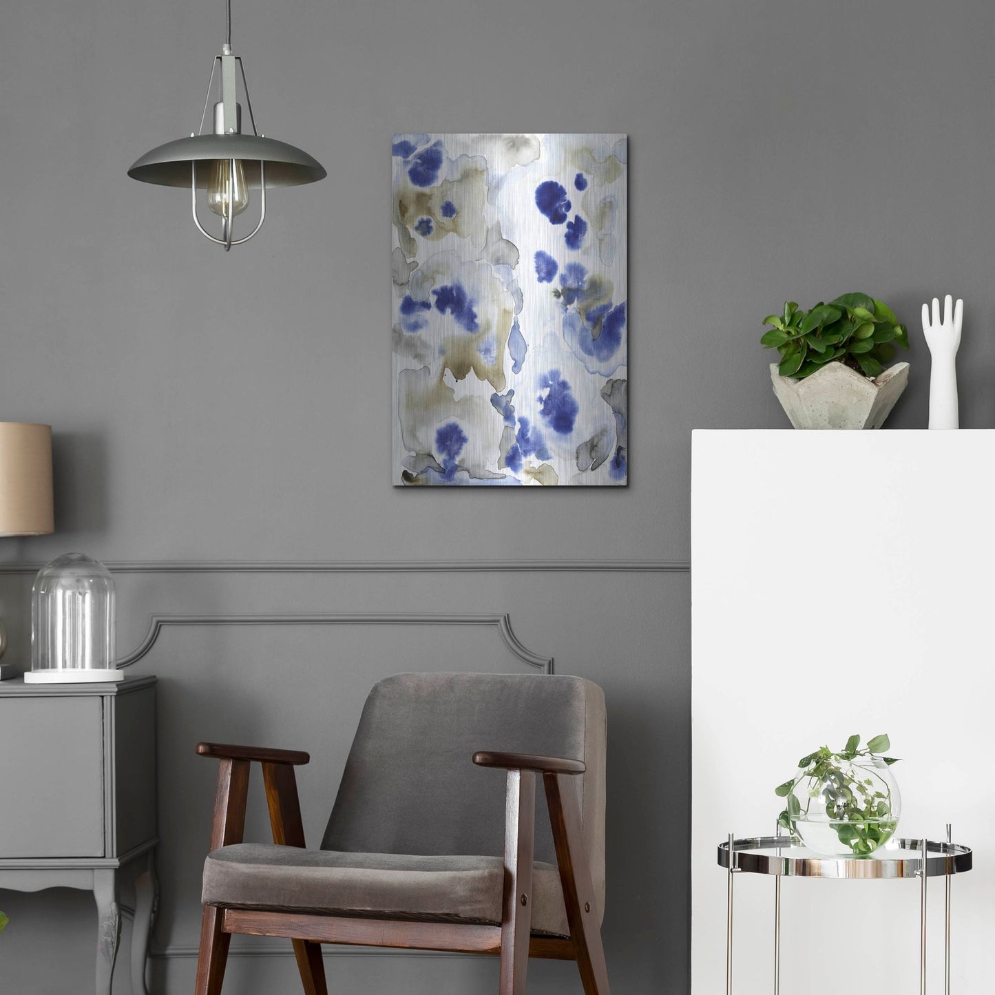 Luxe Metal Art 'Blue Pansies II' by Tim O'Toole, Metal Wall Art,16x24