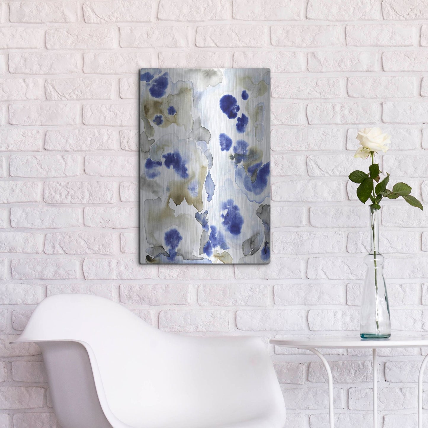 Luxe Metal Art 'Blue Pansies II' by Tim O'Toole, Metal Wall Art,16x24