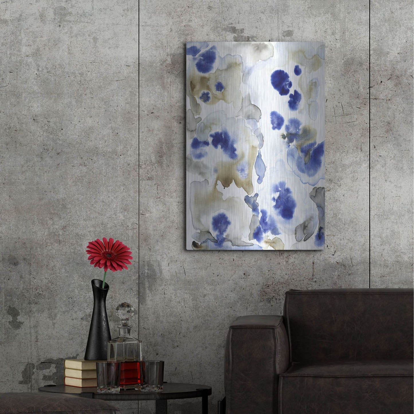 Luxe Metal Art 'Blue Pansies II' by Tim O'Toole, Metal Wall Art,24x36