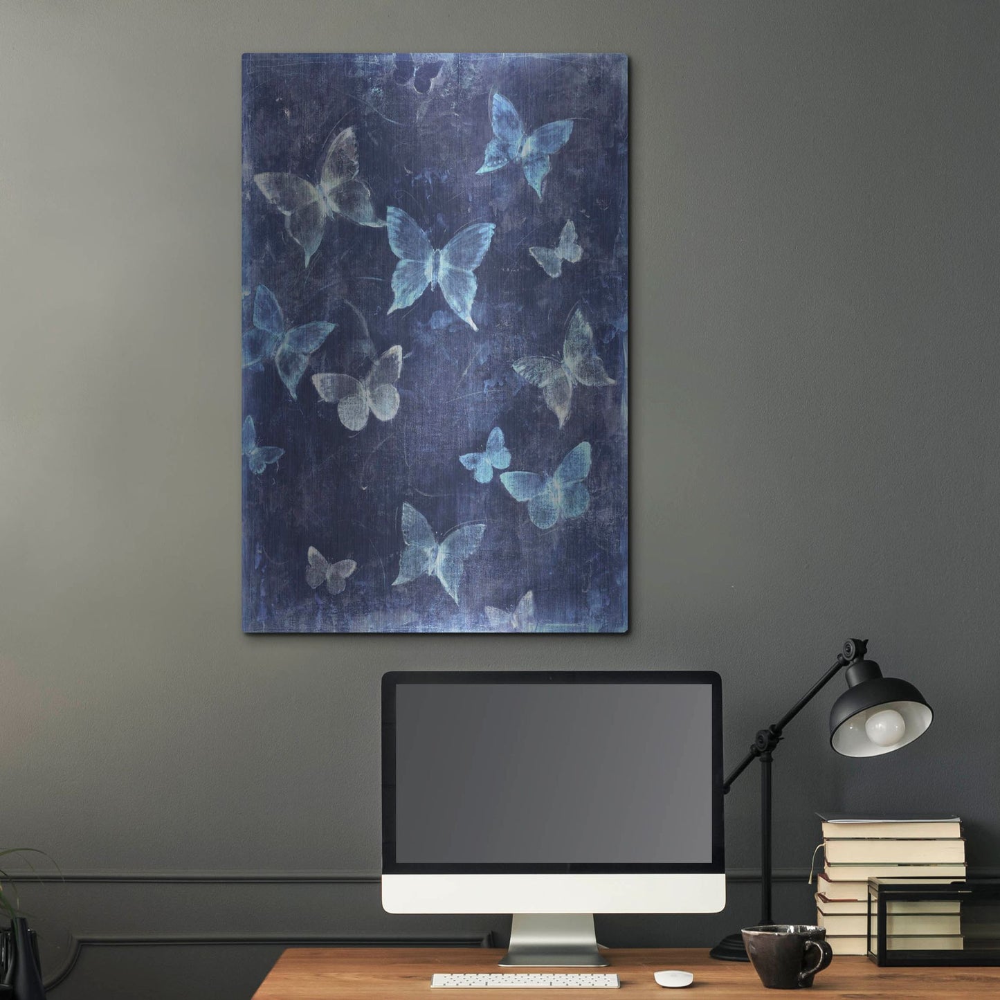 Luxe Metal Art 'Indigo Flight I' by Tim O'Toole, Metal Wall Art,24x36