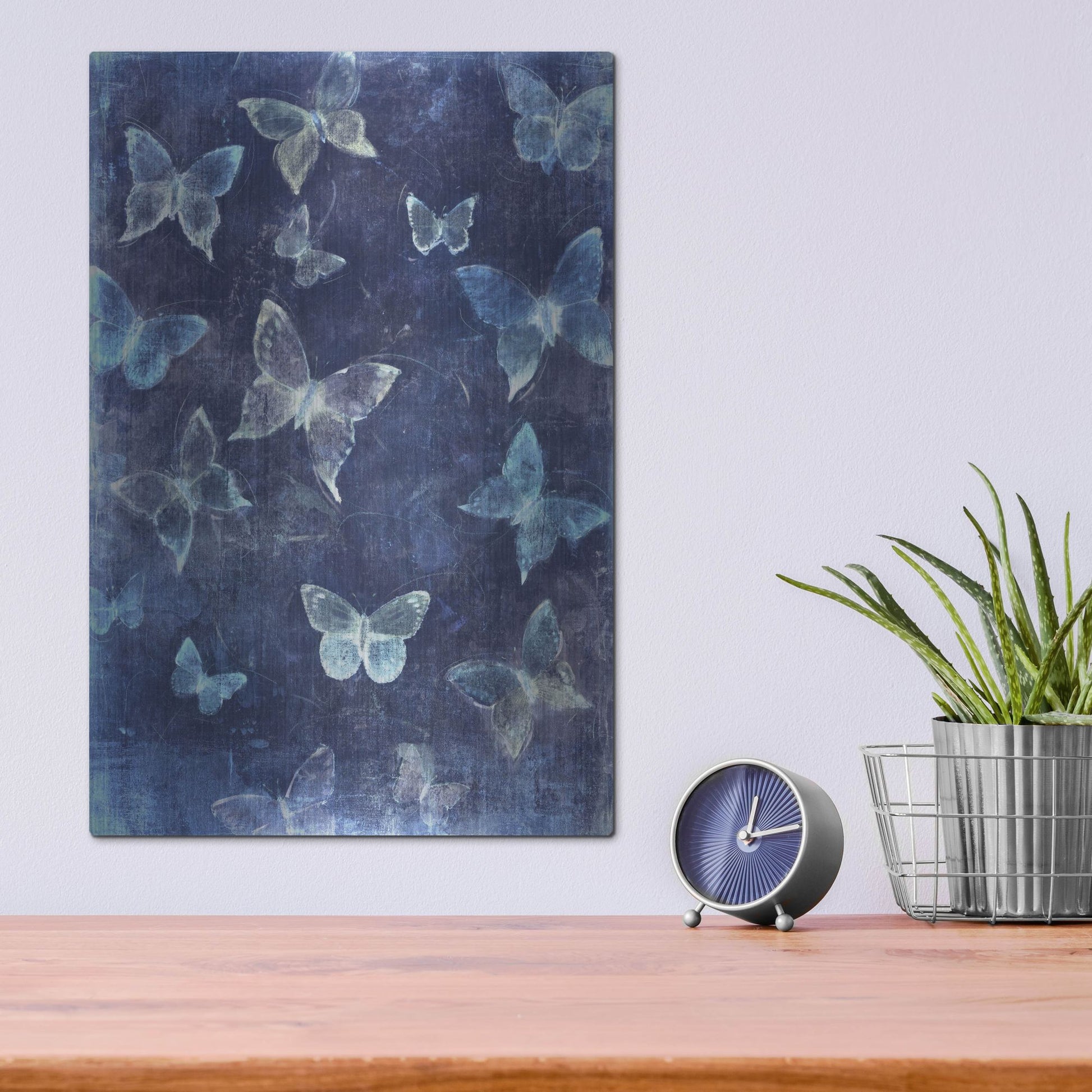 Luxe Metal Art 'Indigo Flight II' by Tim O'Toole, Metal Wall Art,12x16