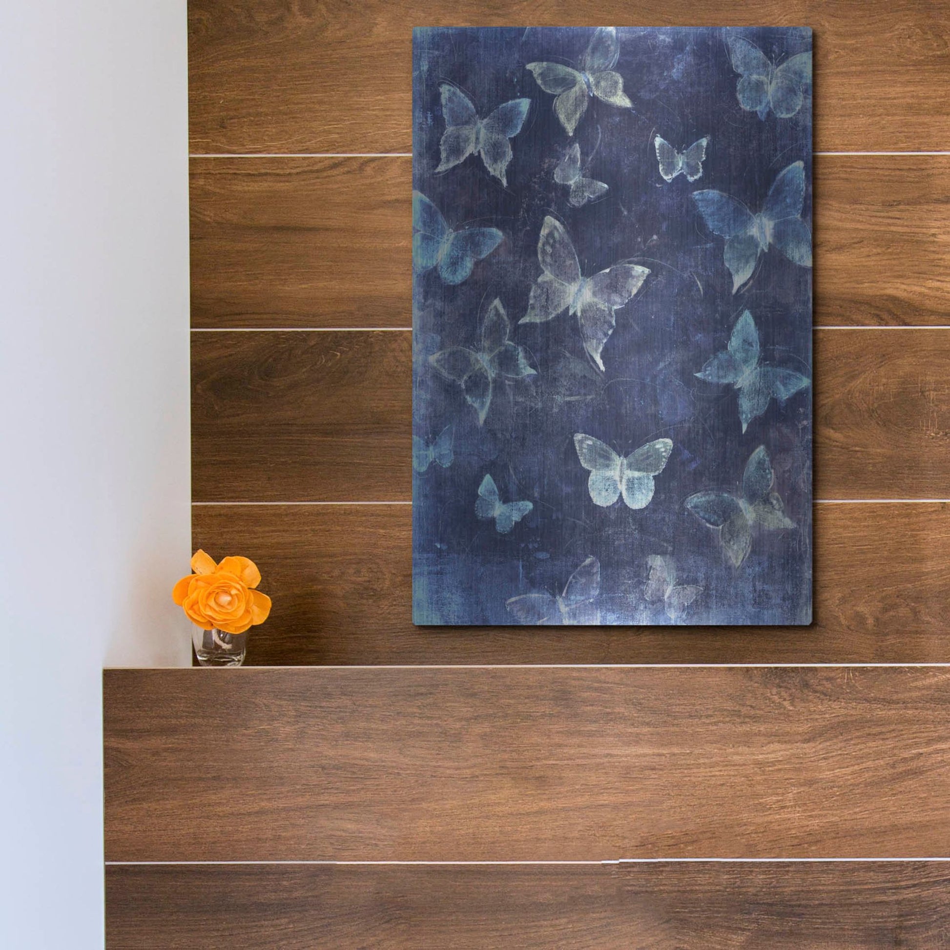 Luxe Metal Art 'Indigo Flight II' by Tim O'Toole, Metal Wall Art,12x16