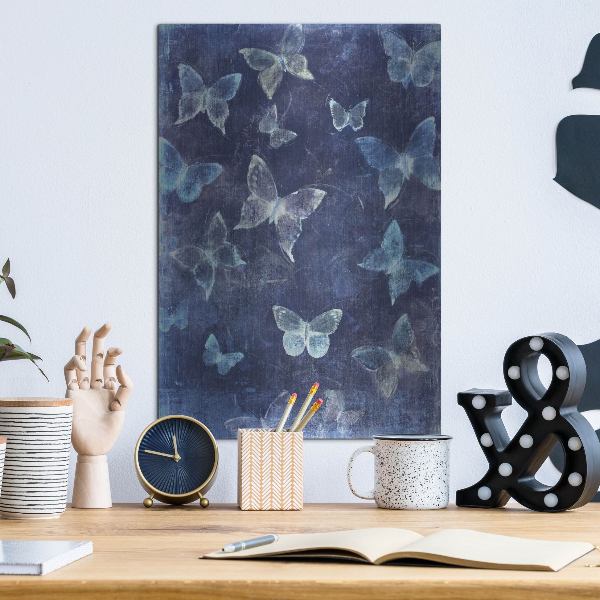 Luxe Metal Art 'Indigo Flight II' by Tim O'Toole, Metal Wall Art,12x16