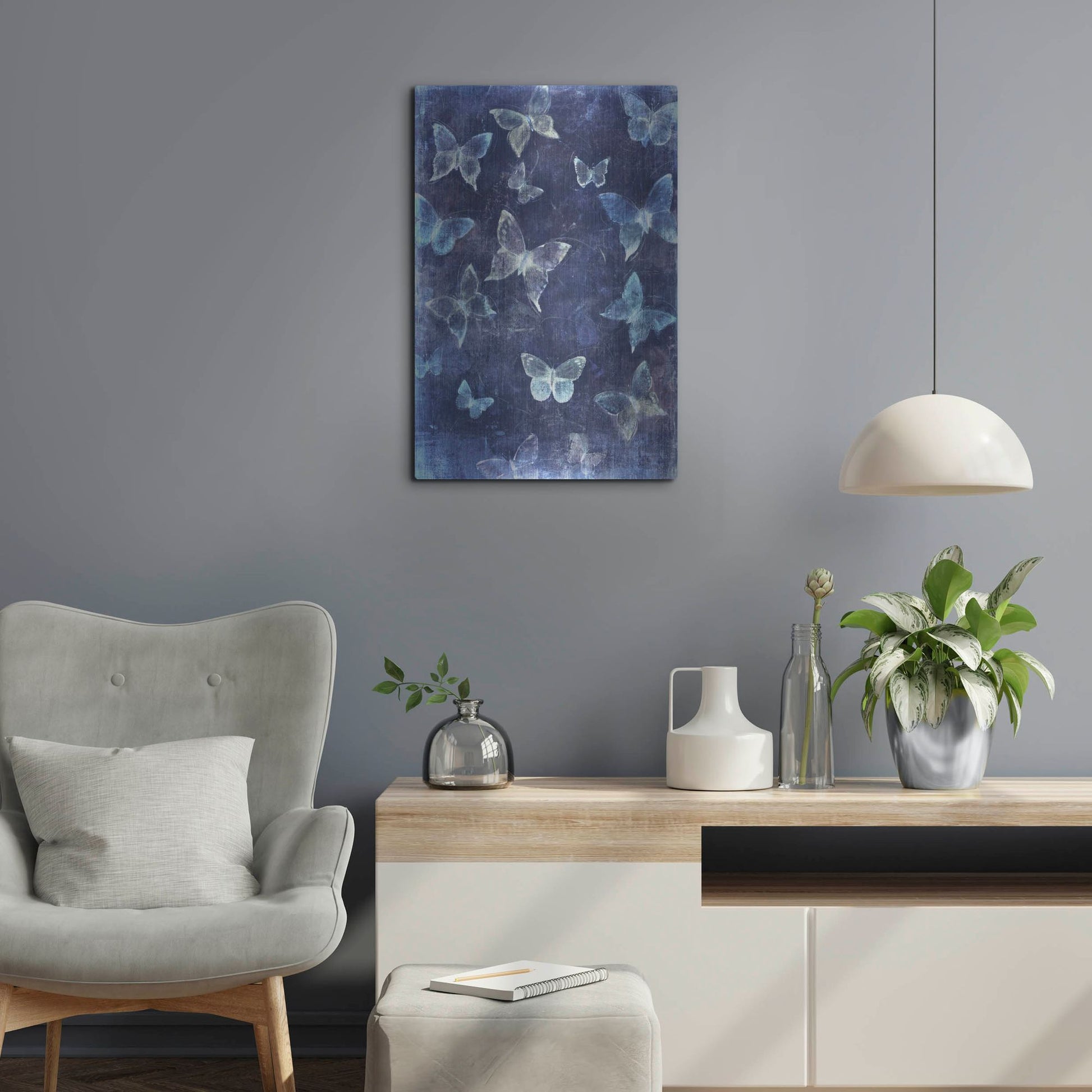 Luxe Metal Art 'Indigo Flight II' by Tim O'Toole, Metal Wall Art,16x24
