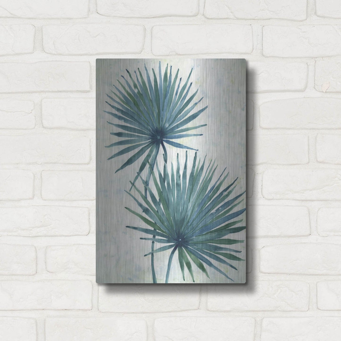 Luxe Metal Art 'Palm Leaves I' by Tim O'Toole, Metal Wall Art,12x16